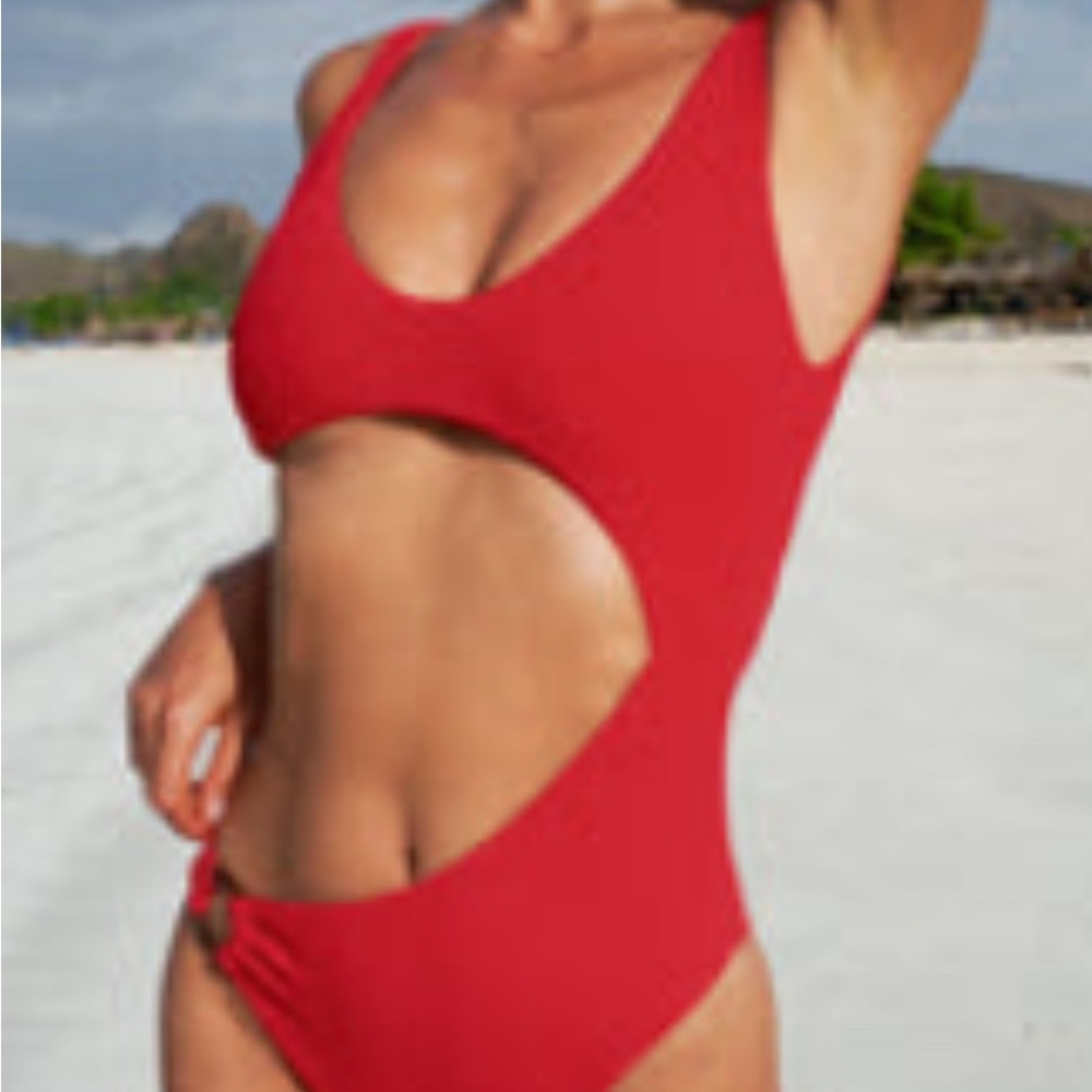 Red Cutout Swimsuit